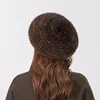 Women's fur beret hat high quality mink knitted hat Fashion warm mink velvet knitted fur beret cap ► Photo 3/6