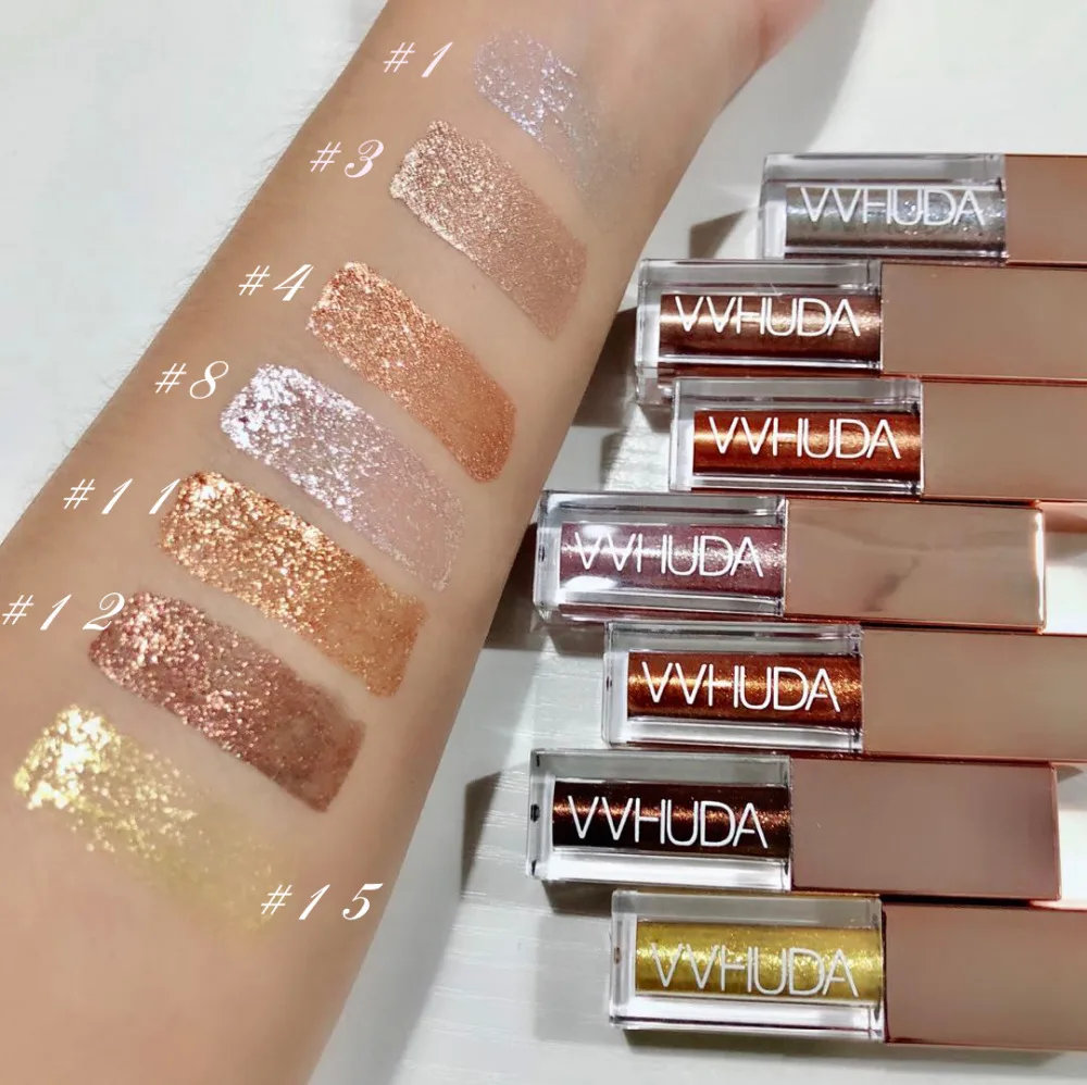 

VVHUDA Liquid Makeup Eyeshadow Shimmer Metals Glitter & Glow Diamond Long Lasting Highlighter Brightener Cosmetics 2019 New