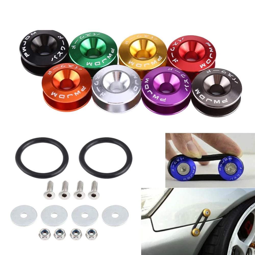 

4pcs A Set Auto Car Aluminium Alloy Bumper Washer/Bolt Engine Bay Dress Up Kit Set Quick Release Fastener Bumper Fastener