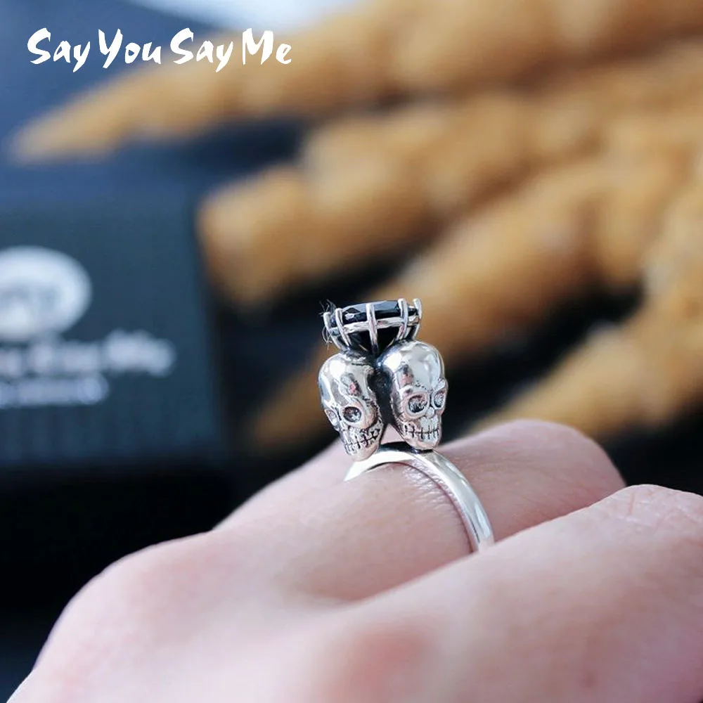 

Say You Say Me 2018 Punk 925 Sterling Silver Rings Skull Zircon Unisex Trendy Ring Fine Jewelry Accessories Dropshipping