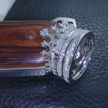 Victoria Wieck Crown set Joyería Caliente de la Señora 925 Plata Esterlina AAA Circonita Diamonique crown Set Anillo de Tamaño 5-10
