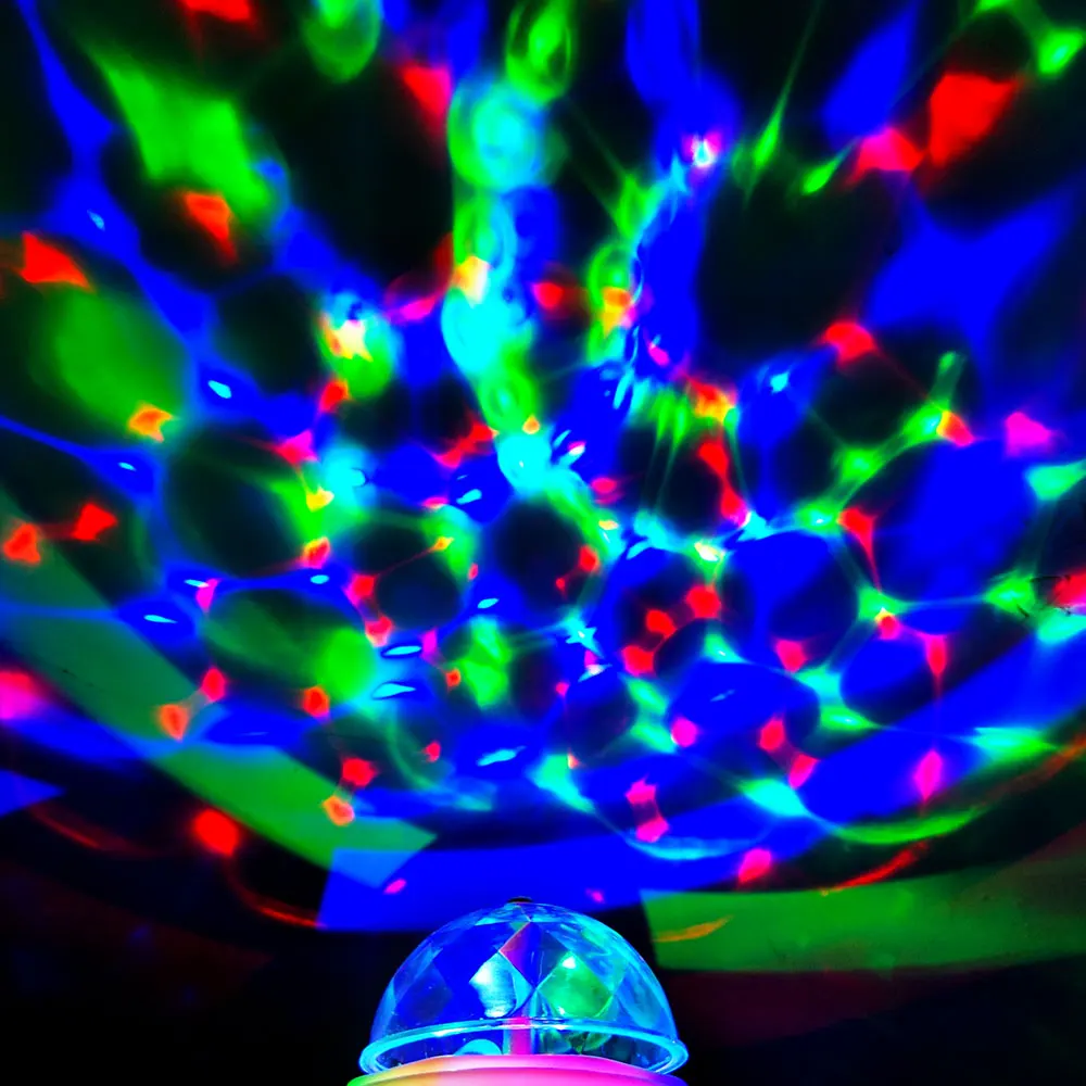 Автоматический вращающийся праздничный RGB светодиодный светильник E27 3 Вт 85 265 в