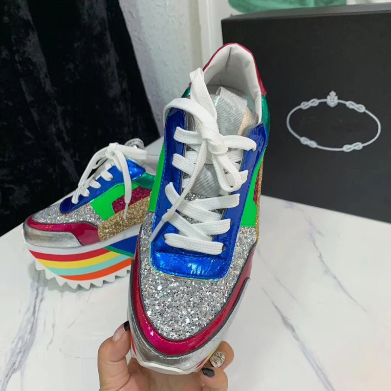 Prova perfetto 2020 Горячие BlingBling Sequins кроссовки на платформе женские разноцветные
