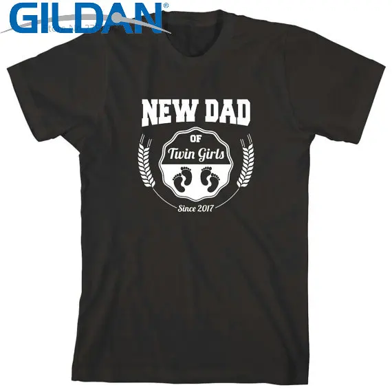 Print Tee Shirts Design O-Neck Short-Sleeve New Dad Of Twin Girls Since 2017 Daddy T For Men | Мужская одежда