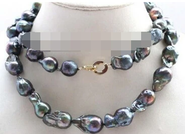 

Free Shipping ~~ 11.24 34" Genuine Natural Black Baroque Reborn Keshi pearl Necklace 14KGP Discount 35%