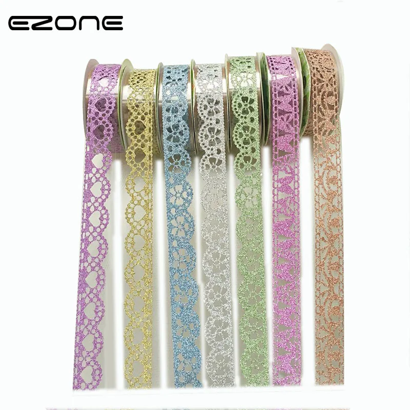

EZONE Lace Tape Decoration Roll DIY Washi Hollow Paper Masking Tape Self-Adhesive Sticker Scrapbook Tape School Office Supply