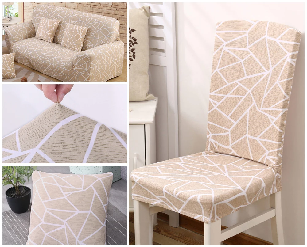 1246PCS Geometry Spandex Chair Cover Dining Washable slipcover for seat Elastic Kitchen Chair Covers Stretch Furniture Covers (4)