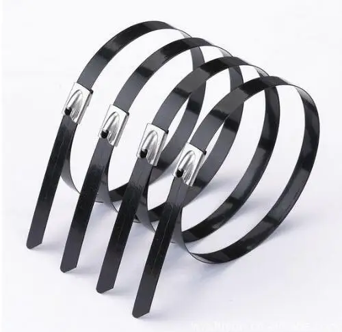 

100pcs/lot, 4.6mm*150mm PVC plastic coated ss304 stainless steel cable tie, 100pcs/bag ,CE certified