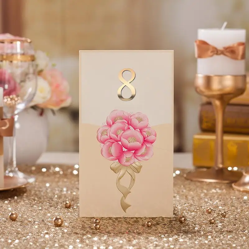 Gold Color Wedding Table Place Card With Table Numbers