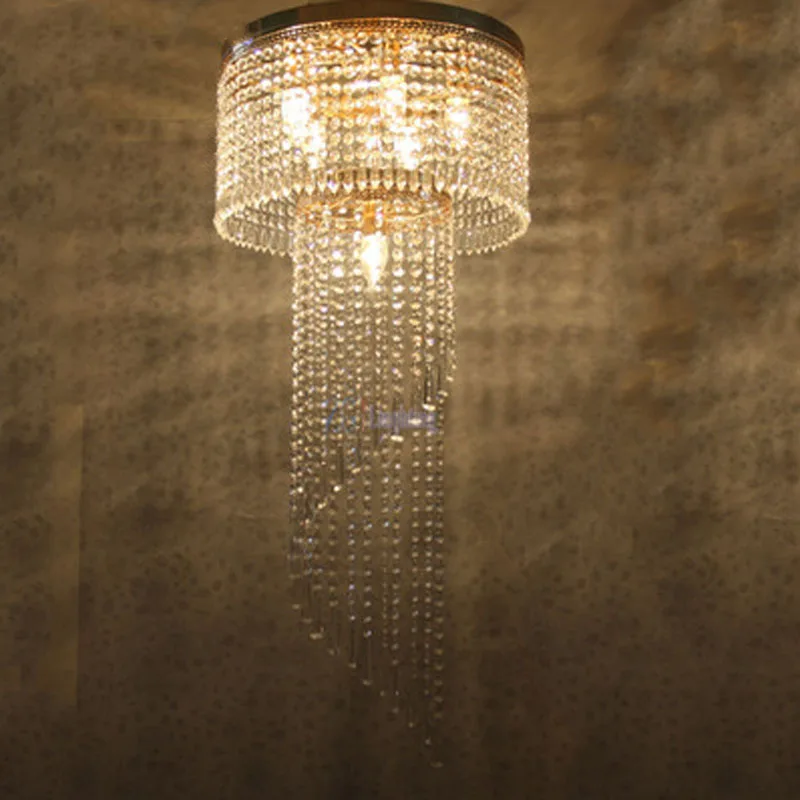 

T LED Crystal Pendant Light Circular Large Luxury Modern Fashion Living Room Lamps Restaurant Penthouse Floor Hall Stairs Light