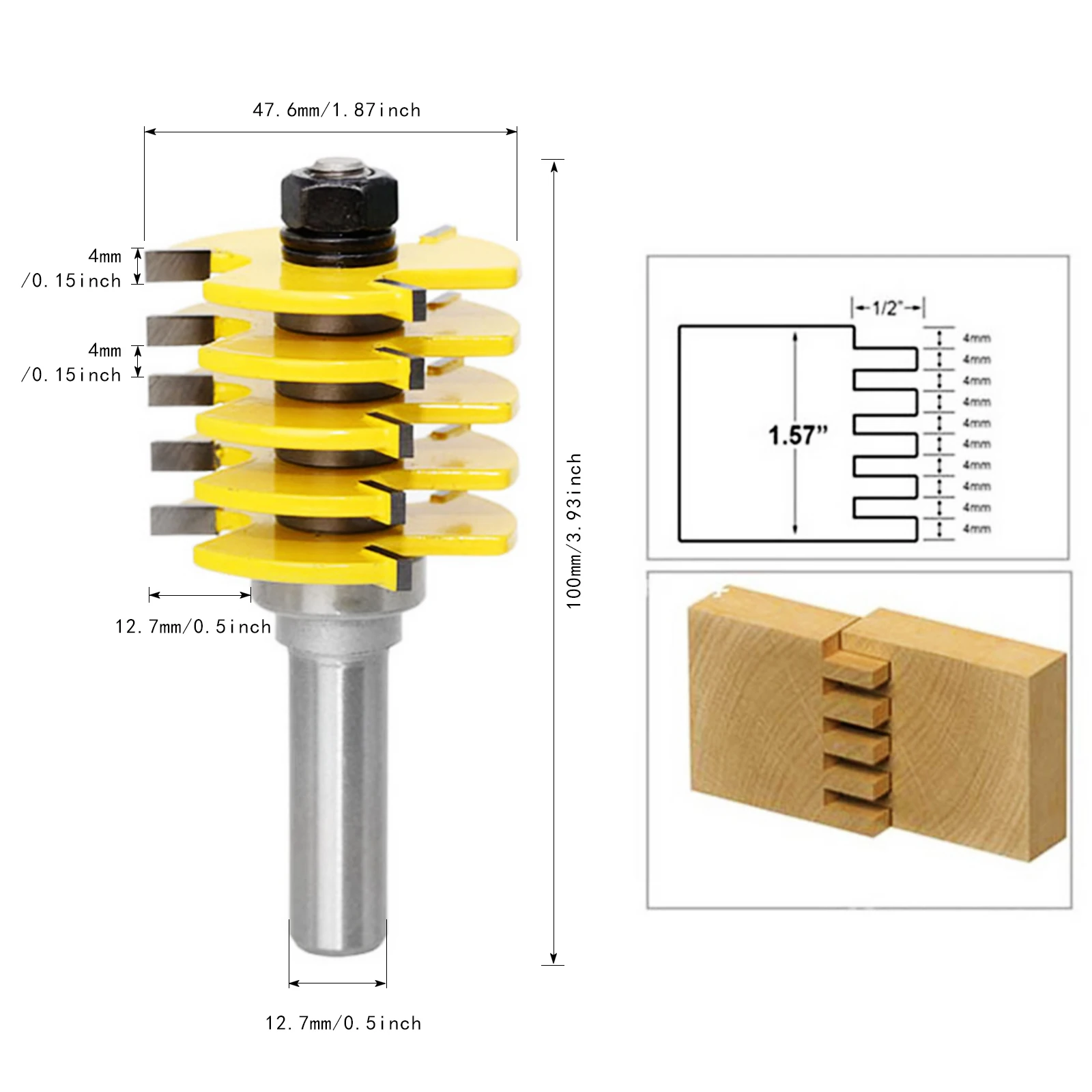 

DRELD 1/2inch Shank Adjustable Box Finger Joint Router Bit Woodworking Milling Cutter For Carpenter Wood Tool fresa para madeira