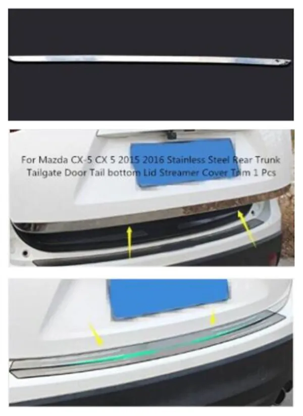 Для Mazda CX-5 CX 5 Нержавеющая сталь Нижняя отделка багажного отделения двери Хвостовая крышка нагревательного элемента молдинги на двери 1 шт