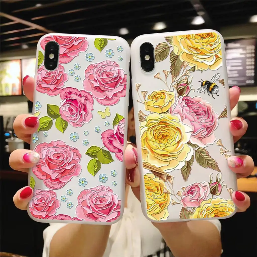 

3D Emboss Matte Flower TPU For Huawei Honor View 20 8X 6A 10 7A Play 9 P smart 2019 P30 P20 P9 P10 Pro Lite Mini 2017 Plus Case