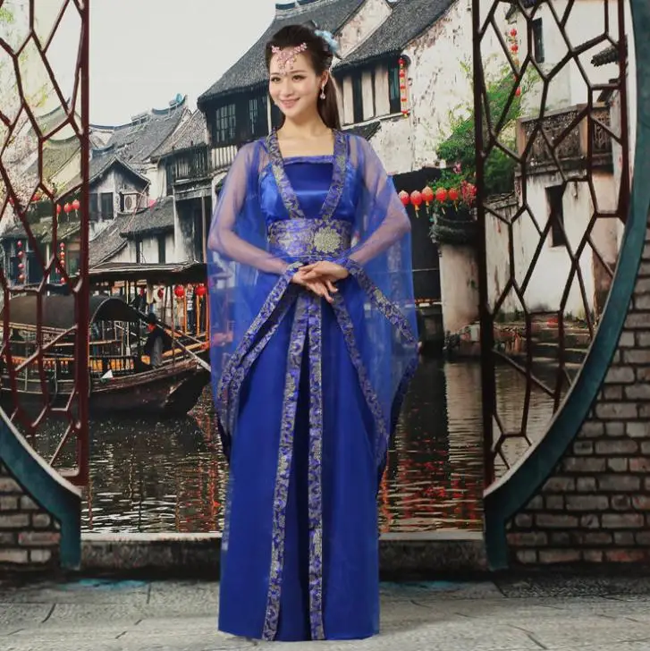 Китайский традиционный старинный костюм Infanta платье в народном стиле женское платье Пери династии Цин Одежда для танцев Косплей YZT081605 - Цвет: jeweblue