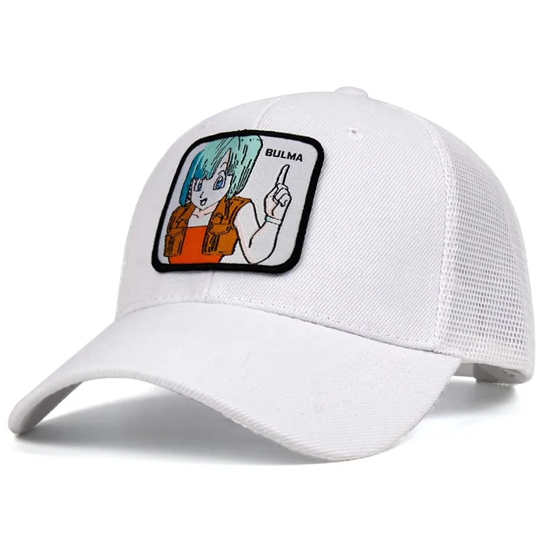 BULMA сетчатая шапка Dragon Ball Z Snapback Гоку хлопок бейсбол кепки для мужчин женщин хип хоп дальнобойщик папа шляпа лето дропшиппинг - Цвет: Белый