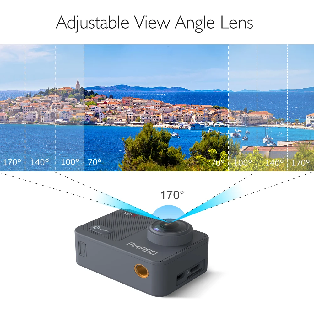  AKASO V50X WiFi Action Camera Native 4K30fps Sport Camera with EIS Touch Screen Adjustable View Ang