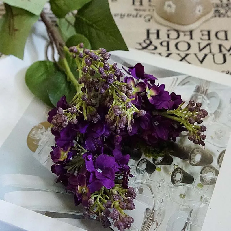 Шелковые сиреневые искусственные цветы для дома, украшения на год, аксессуары для свадебной вечеринки, букет невесты, недорогие искусственные цветы - Цвет: dark purple