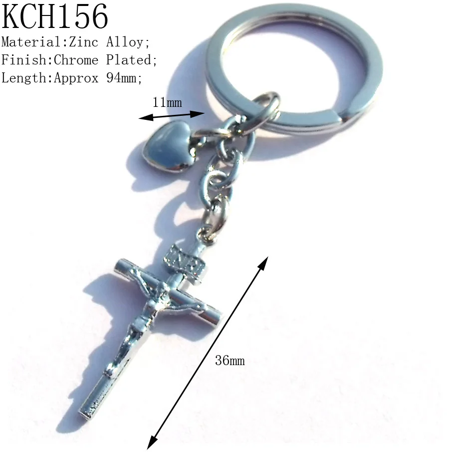 36mm Kids Popular Shiny Chrome Plated Zinc Alloy Jesus Cross Charms