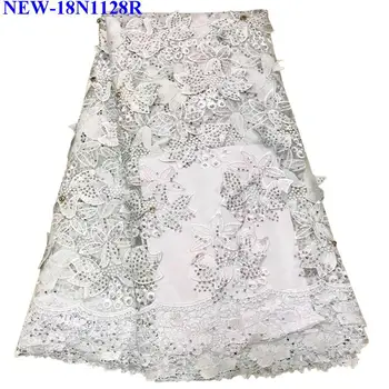 

New Design Wthie Tulle Lace Embroidery Net Fabrics Lace Material African French Lace Fabric High Quality with RhinestonesTR-005