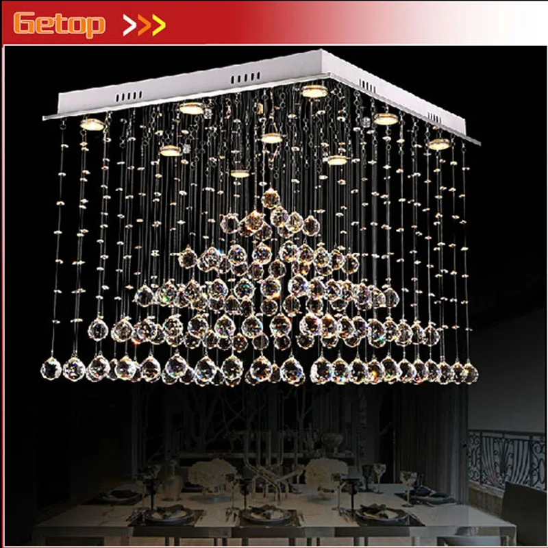 

GETOP K9 Crystal LED Pendant Lamp Pyramid Lustre Rectangular Wave Lighting Living Room Bedroom Dining Room Hotel Foyer Lamp
