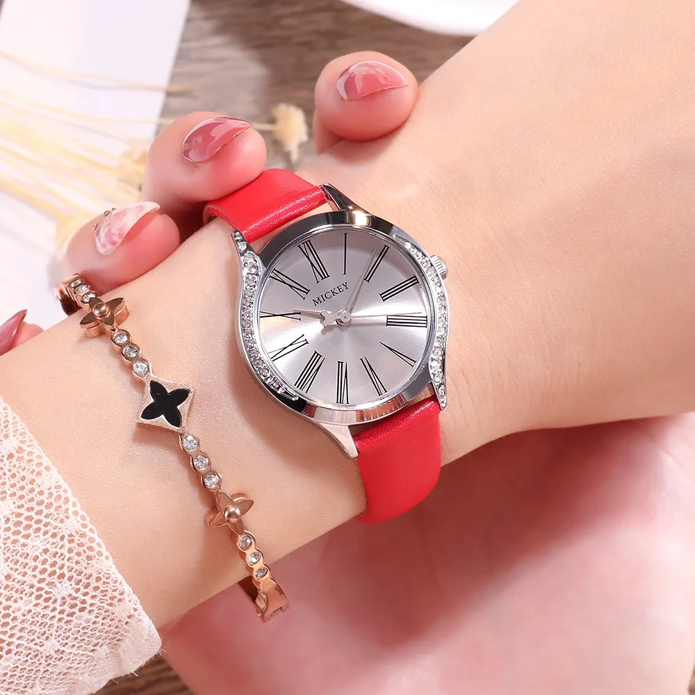 

Disney brand Mickey mouse ladies watches quartz leather women wristwatch waterproof woman watch