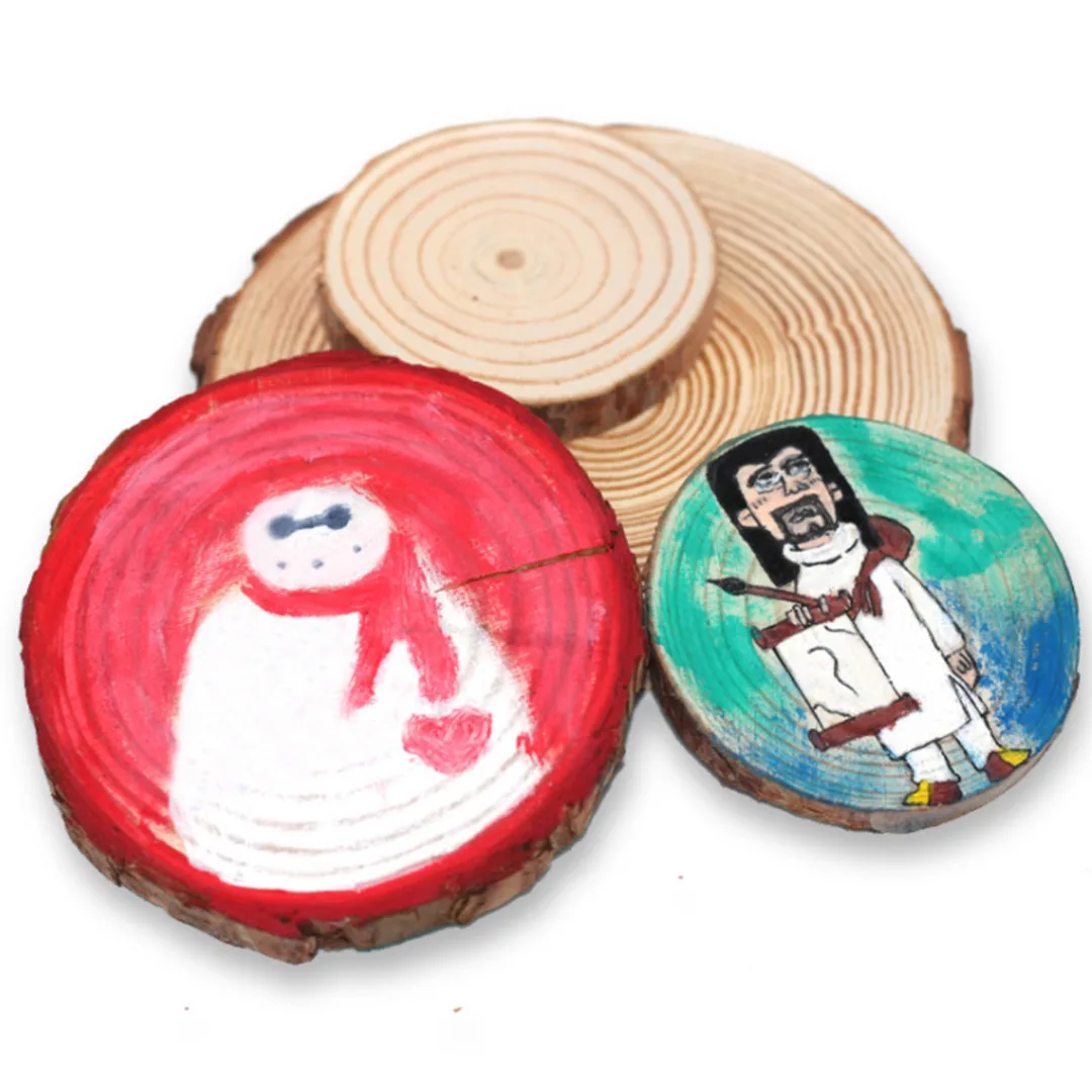 30pcs Natural Pine Wood Log Slices Round Slices Wedding Party DIY Crafts Decor Hand-painted Material Pyrography Ornament 3-4cm