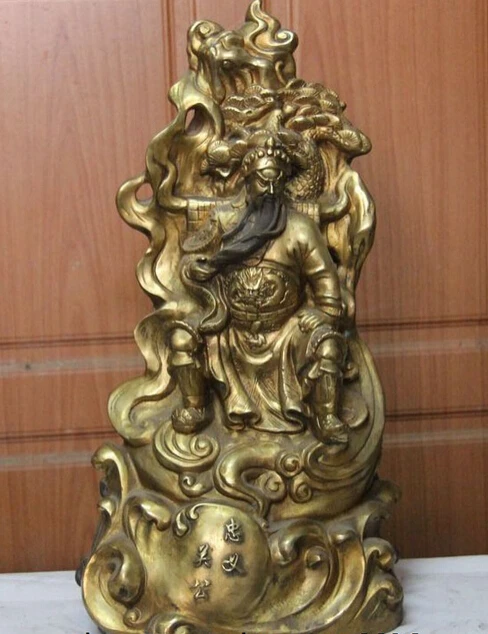 

Collectible bronze lion statue S0738 16" Chinese Copper Brass Dragon Loyalism Guan Gong Guan Yu Warrior Buddha Statue (B0328)