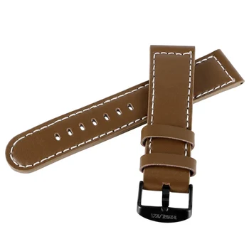 

YISUYA Genuine Leather WatchBand Strap 22mm Pin Buckle Watch band Brown Correa de Reloj Men's Watches Replacement for Hour Clock
