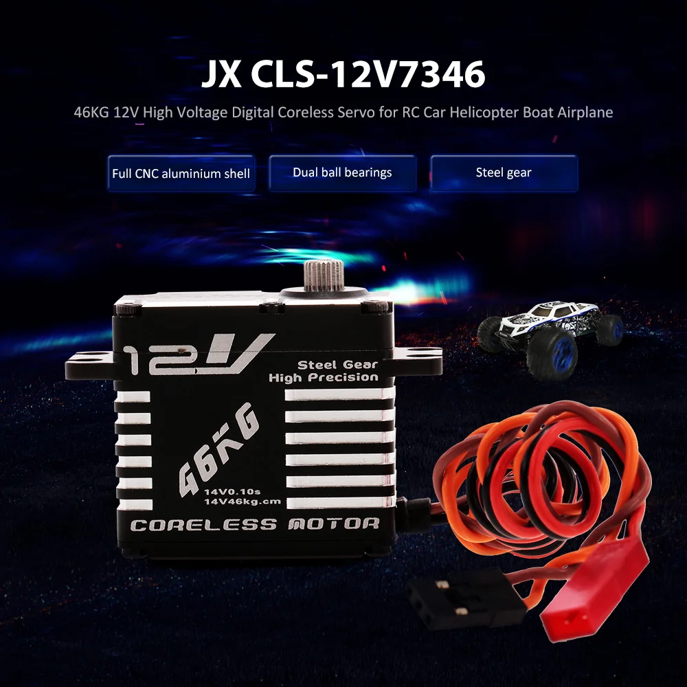 

JX Servo CLS-12V7346 46KG 12V Aluminium Digital Coreless for RC Car RC Helicopter RC Boat RC Airplane