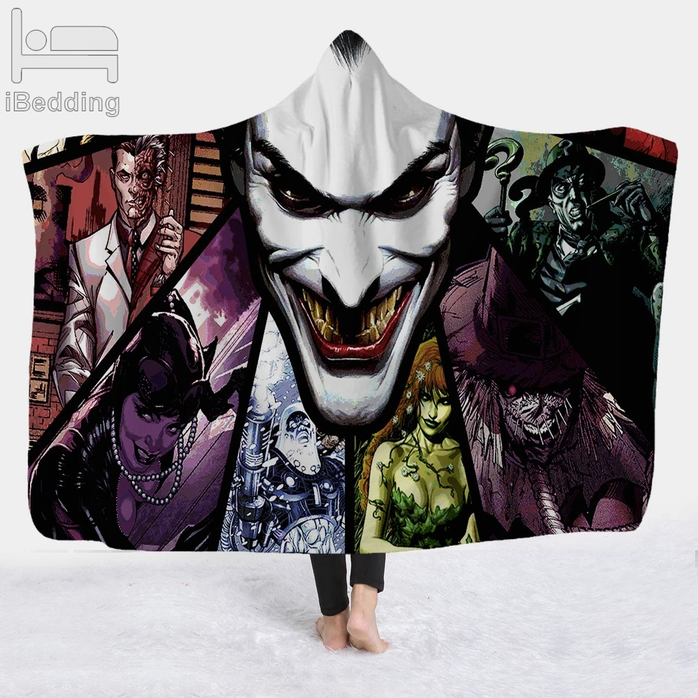 

26 Styles Horror Series Skull Scream 3D Printed Plush Hooded Blanket for Beds Warm Wearable Soft Fleece Throw Blankets