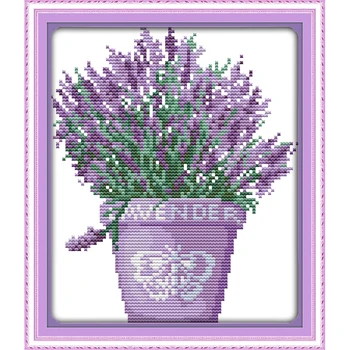 

Everlasting Love Lavender Plants Chinese Cross Stitch Kits Ecological Cotton Fabric DIY 11CT Christmas Decorations For Home Gift