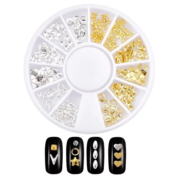 1 коробка 3D металлизированные для дизайна ногтей украшения Смешанные цвета металлическая цепь бусины линии DIY маникюр дизайн ногтей инструменты в колесо - Цвет: 03