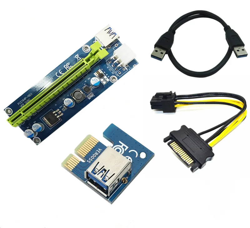 PCI-E PCI E Express Riser Card 1x к 16x USB 3,0 кабель для передачи данных 30 см SATA кабель питания для Шахтерская машина Биткойн Майнинг