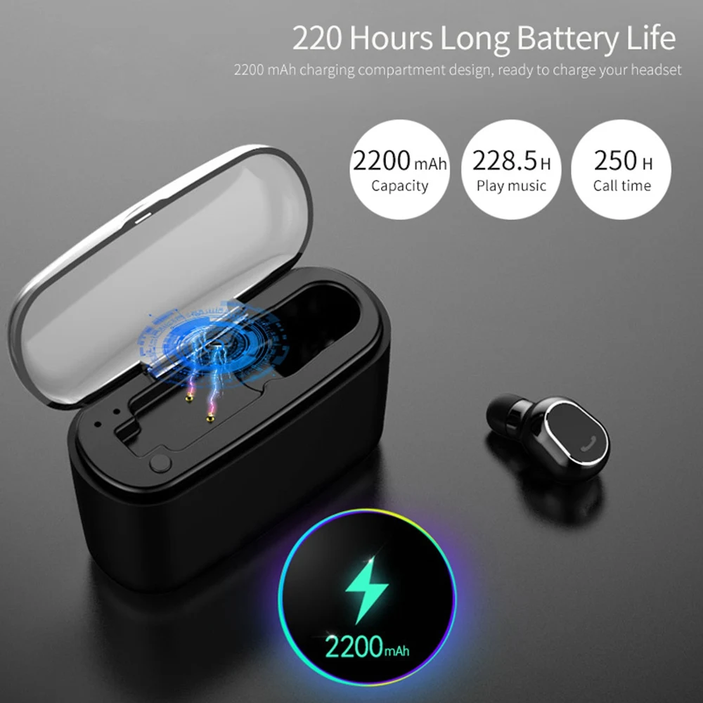 Качественные беспроводные bluetooth гарнитуры TWS с чехлом Спортивная гарнитура мини