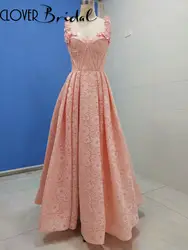 CloverBridal сладкое романтическое платье ручной работы с розами на лямках розовое ТРАПЕЦИЕВИДНОЕ длинное кружевное платье длиной до пола для