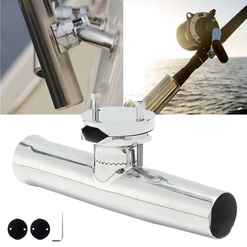316 Stainless Steel Marine Boat Fishing Rod Clamp on Holder Mount for