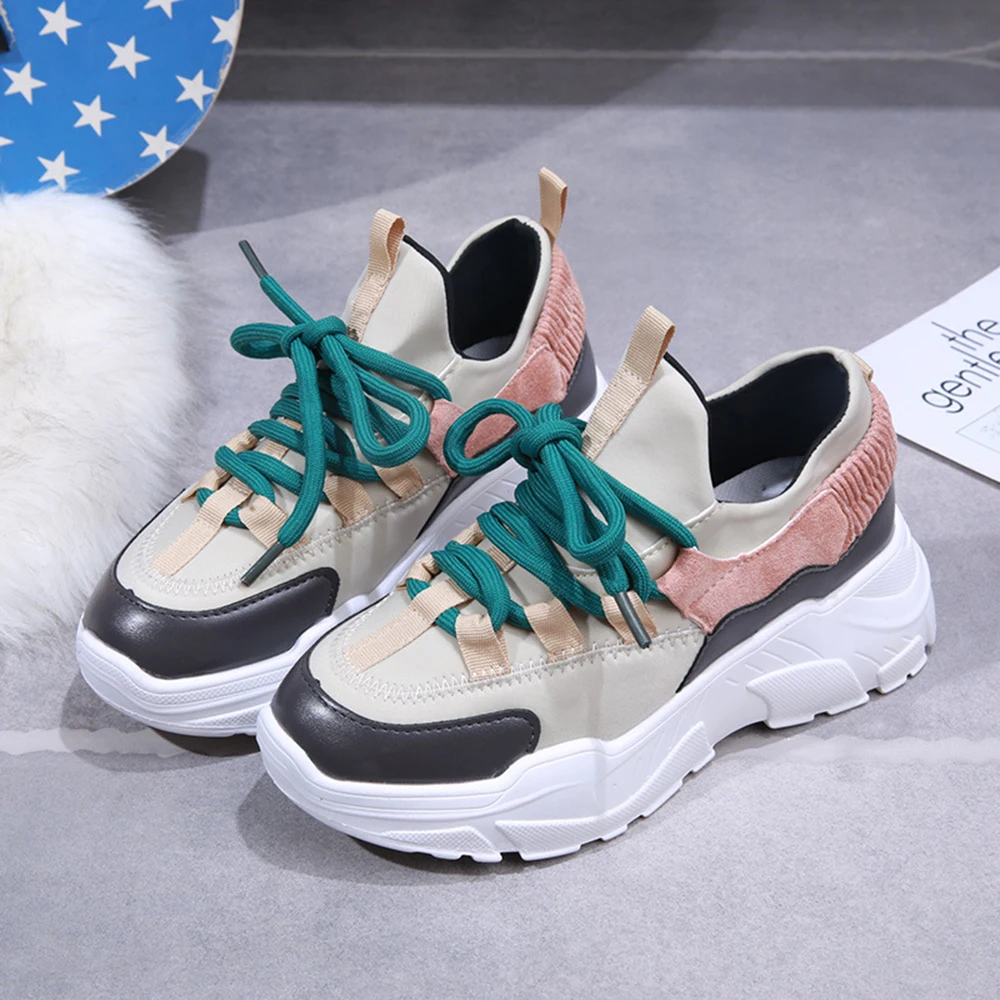 

Women Shoes Sports female autumn casual students Casual adult Leisure breathable rubber Femme Flat artificial PU high help 2019
