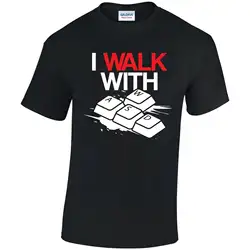 I Walk With WASD унисекс футболка-забавный подарок новинка Geek игровой ПК ключи Nerd2019 модный бренд 100% хлопок напечатанный круглый Ник