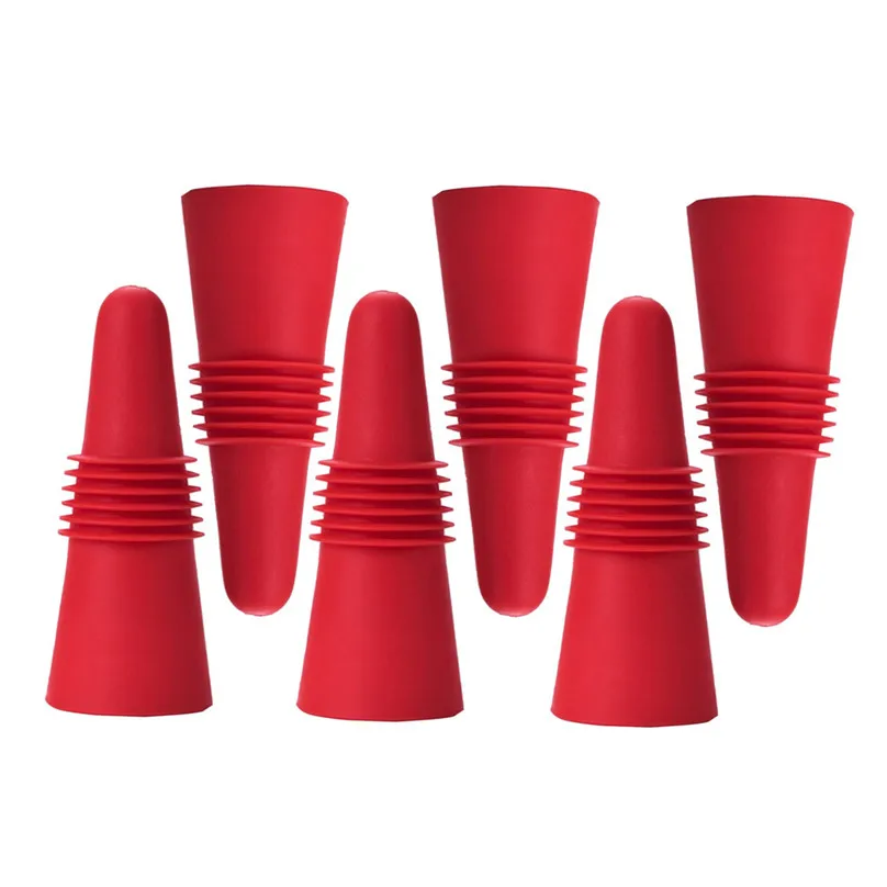 6pcs Silicone Wine Stopper Reusable Wine Bottle Sealer Beverage Bottle