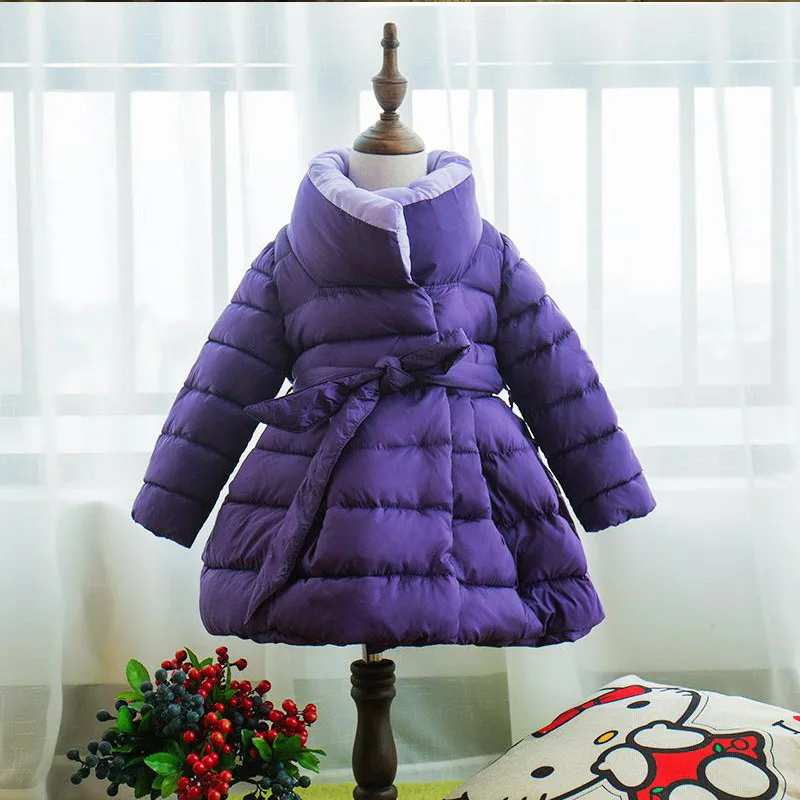 

2016 winter new Korean girls cotton bow waist thin thicker warm coat jacket free shipping