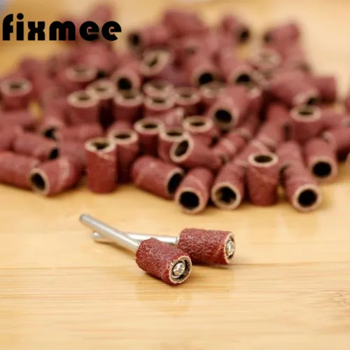 

100PCS 1/4" Grit 80# Drum Sanding Kit +2X Band Mandrel 1/8" Shank Rotary Tools Nail Drill Bits Abrasive Tools Dremel Accessories