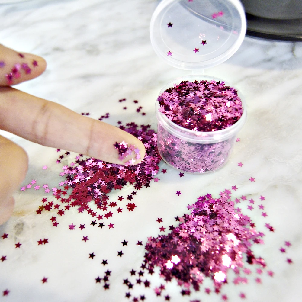 

Panduola 10g 3mm rose gold silver blue Glitter Star sparkle confetti children's birthday pink decorations for party confettis