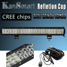 390 Вт 36 «Refletion Чашки Плюс 360 Вт 23 Inch Работа LED Light Bar Cree чипсы Комбо 2-рядный 3-роу Внешние Автомобильные Фары Off Road Drive лампы