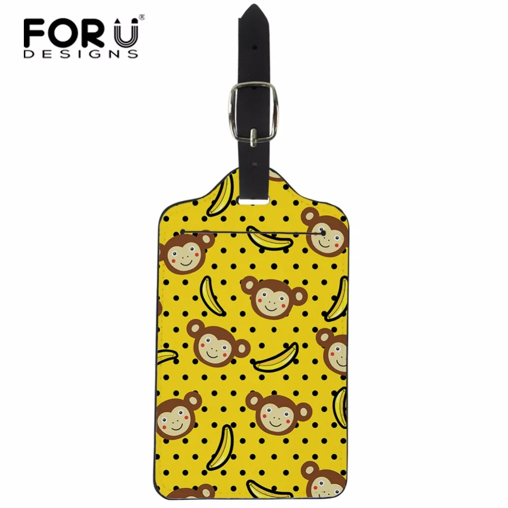 FORUDESIGNS 2018 Banana Monkey Pattern Travel Luggage Bag Tag Name