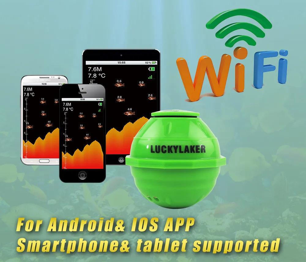 LuckyFF916 эхо негодяй Findfish сигнализация ледовая Рыбалка искатель беспроводной Wifi умный Android IOS эхолот с усилителем укуса глубже