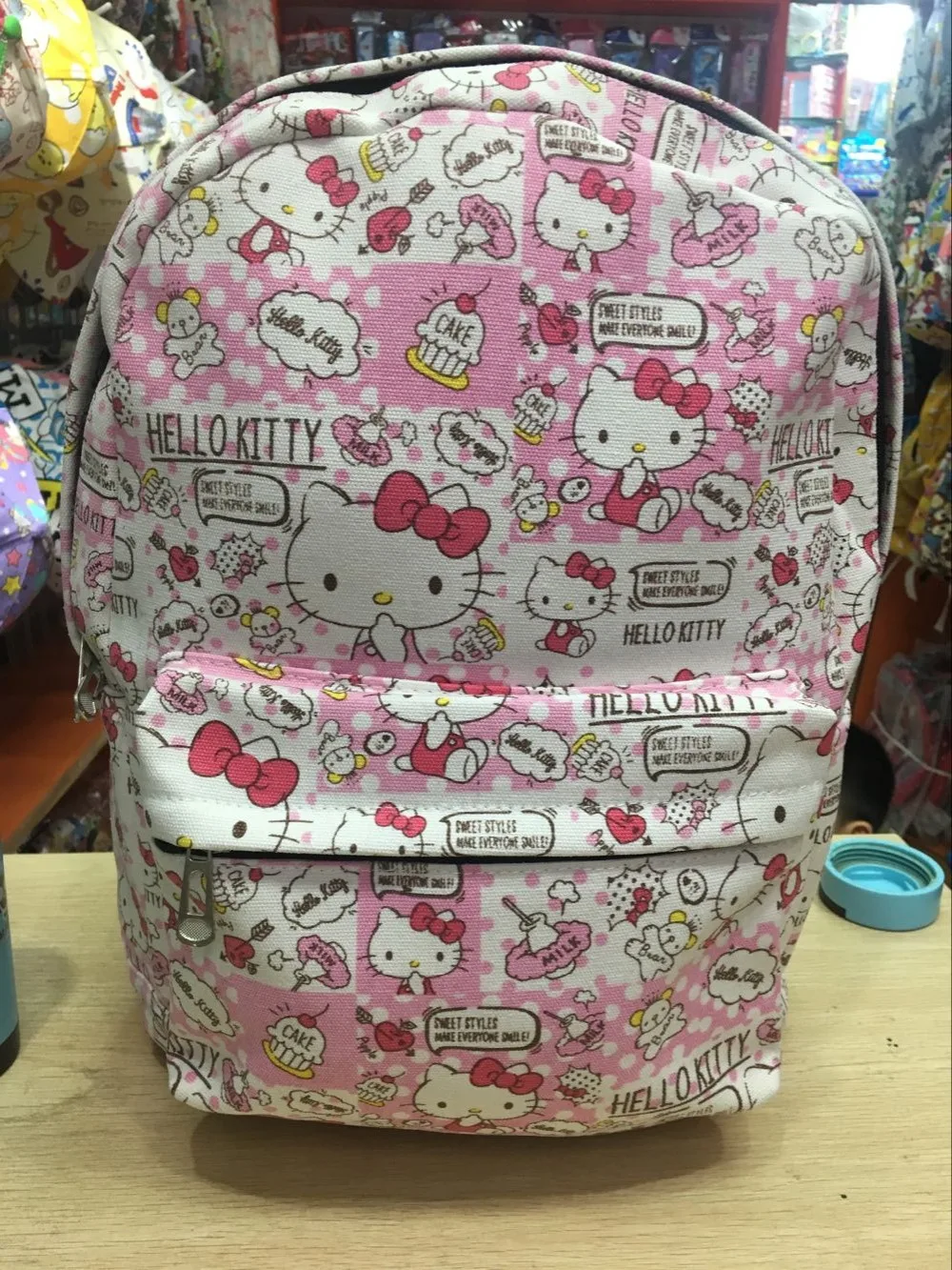 

New Hello Kitty Anime Canvas Backpack Zipper Printing Backpacks For Teenage Girls School Bag Women Travel Bag 15" Students Bag