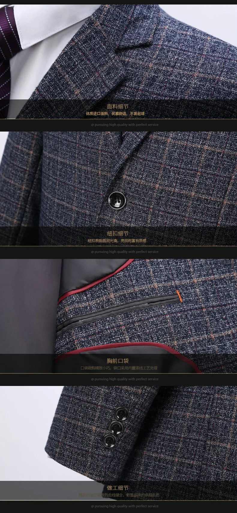 WAEOLSA Men Plaid Blazers Gray Jacket Suit Man Spring Autumn Outfits Plus Size Blazer Male Jacket Suit 2 Buttons Garment (1)