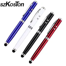 Лазерная указка светодиодный фонарик Сенсорный экран Стилусы шариковая ручка 4 в 1 для Iphone для Ipad Samsung Планшеты Портативный