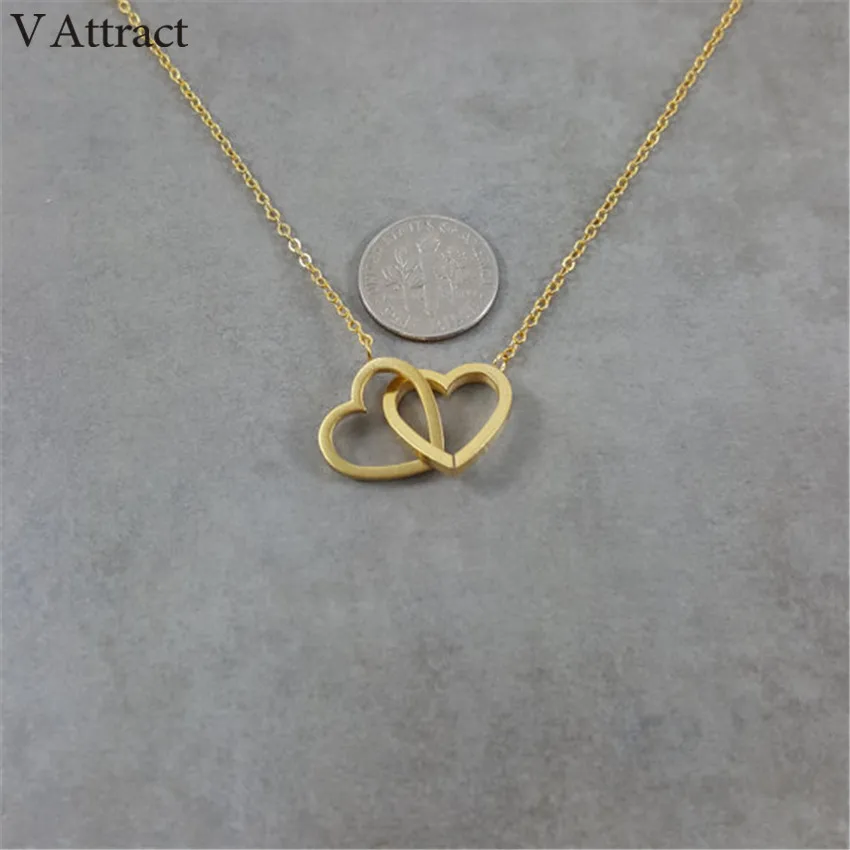Double Heart Statement Necklace for Women 11
