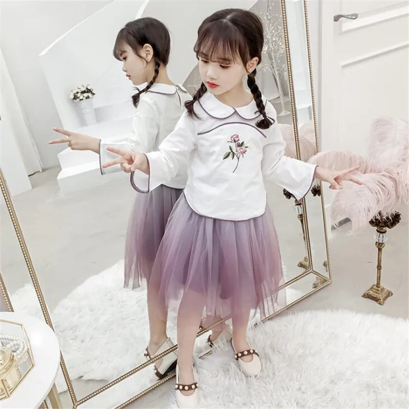 

JMFFY New 2PCS Toddler Kids Girl Clothes Set 2019 Spring Princess T-Shirt Tops + Dress Outfit Children Girls Suit Wedding 4-15T